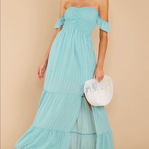 Red Dress Boutique Women’s aqua stripe maxi dress
